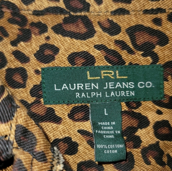 NWT Ralph Lauren Brown Leopard Denim Cotton Jacket Size L - Picture 9 of 10